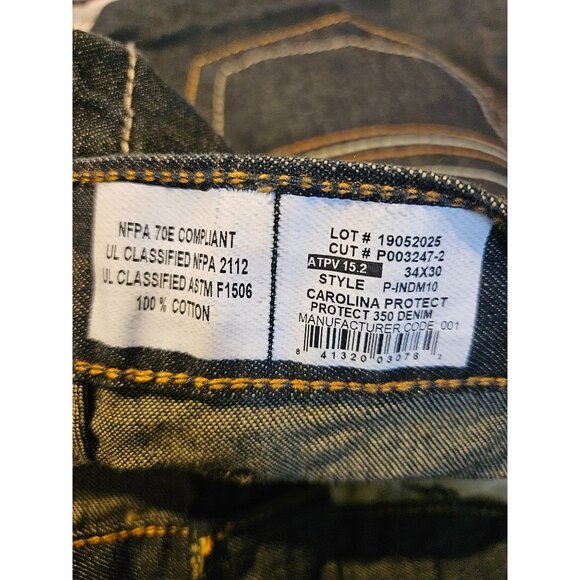 LAPCO FR Modern Design Topstitching Straight Leg Dark Wash Work Jeans Men 34x30 - Picture 7 of 9